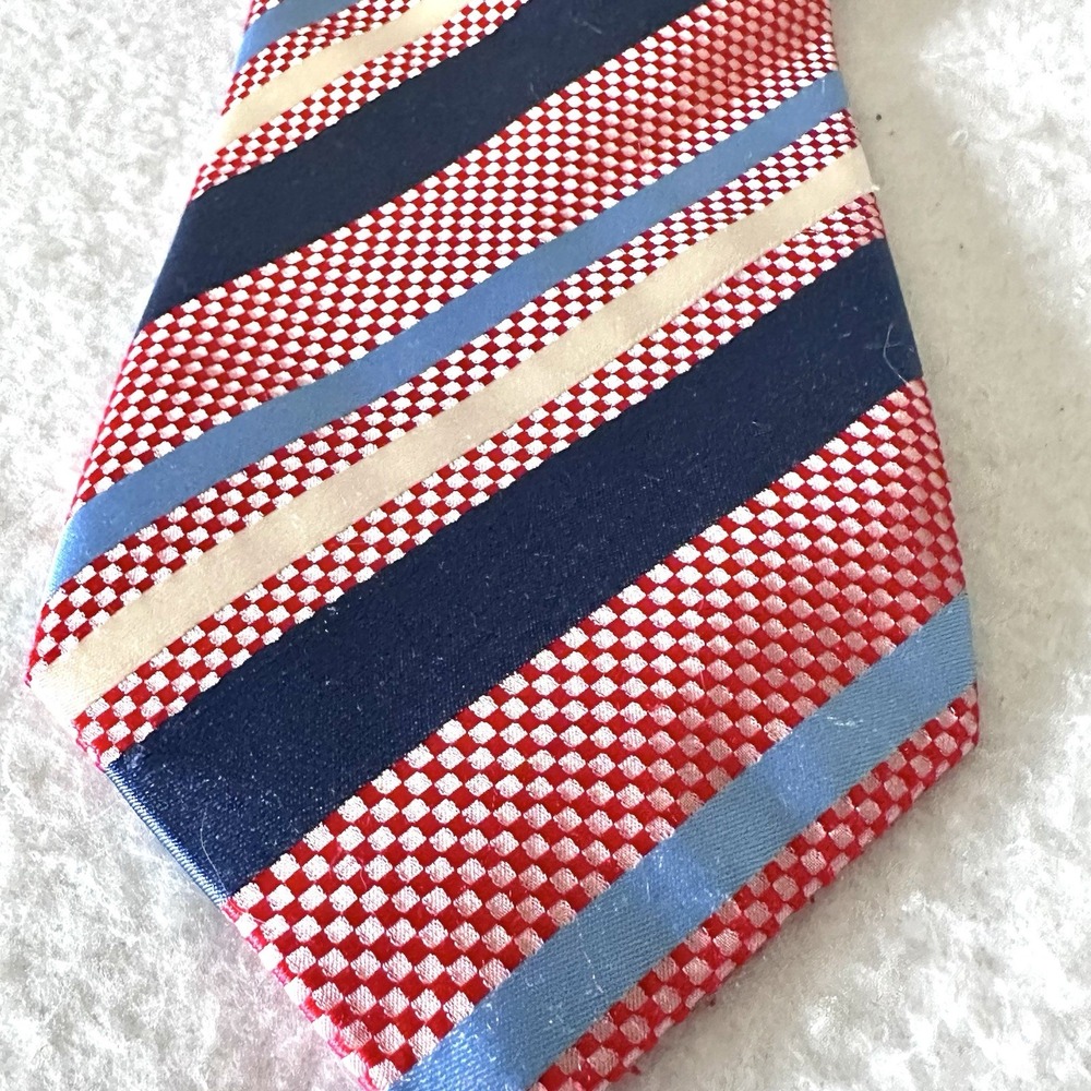 La' Pescara Cravatte‎ Silk Necktie Striped Blue Red Beige